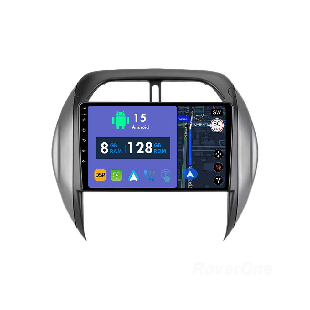Roverone 8G+128G Car Radio Stereo Wireless Carplay Android Auto Gps Sat Navi Head Unit For Toyota Rav4 2003 - 2005 786354257306