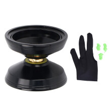 (Black) Unresponsive Yoyo Professional Aluminum Alloy Yoyo Toy Birthday Gift with String Glove for Children