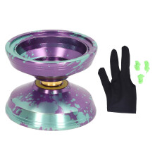 (Green) Unresponsive Yoyo Professional Aluminum Alloy Yoyo Toy Birthday Gift with String Glove for Children