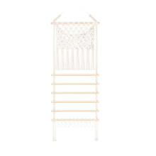 Decorative Wood Hairpin Display Stand With Hanging Net Pouches