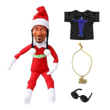 (B) Snoop On The Stoop Holiday Elf Snoop Dogg Xmas Decoration Includes Elf Toy/tshirt/sunglasses/gold Chain Present For Adult Kids_sys1