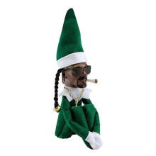 (E) Snoop On The Stoop Holiday Elf Snoop Dogg Xmas Decoration Includes Elf Toy/tshirt/sunglasses/gold Chain Present For Adult Kids_sys1