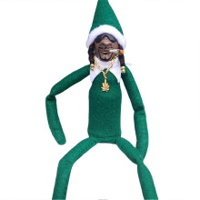 (F) Snoop On The Stoop Holiday Elf Snoop Dogg Xmas Decoration Includes Elf Toy/tshirt/sunglasses/gold Chain Present For Adult Kids_sys1