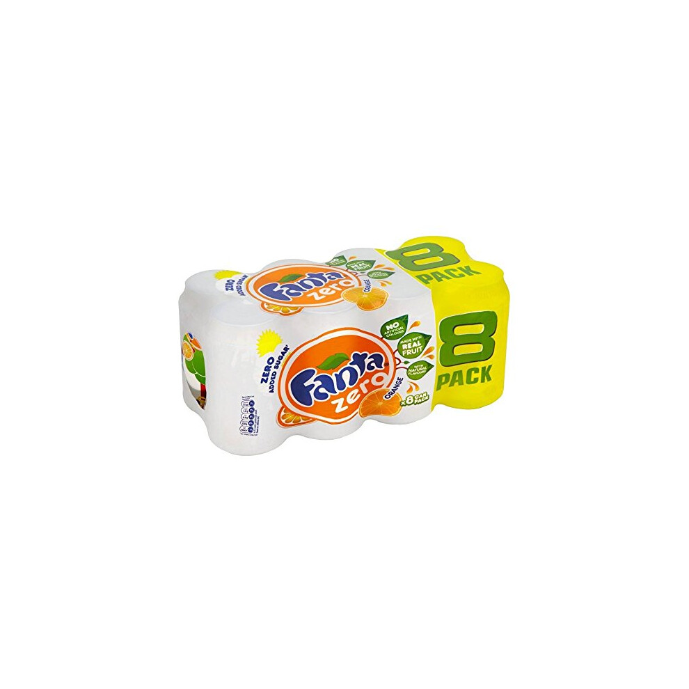Fanta Orange Zero Added Sugar (8X330ml) - Pack Of 2