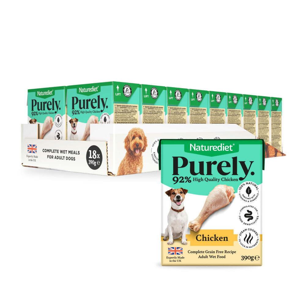 Photos - Dog Food Naturediet  Purely, Complete Wet Food, Chicken, 390g  (Pack of 18)
