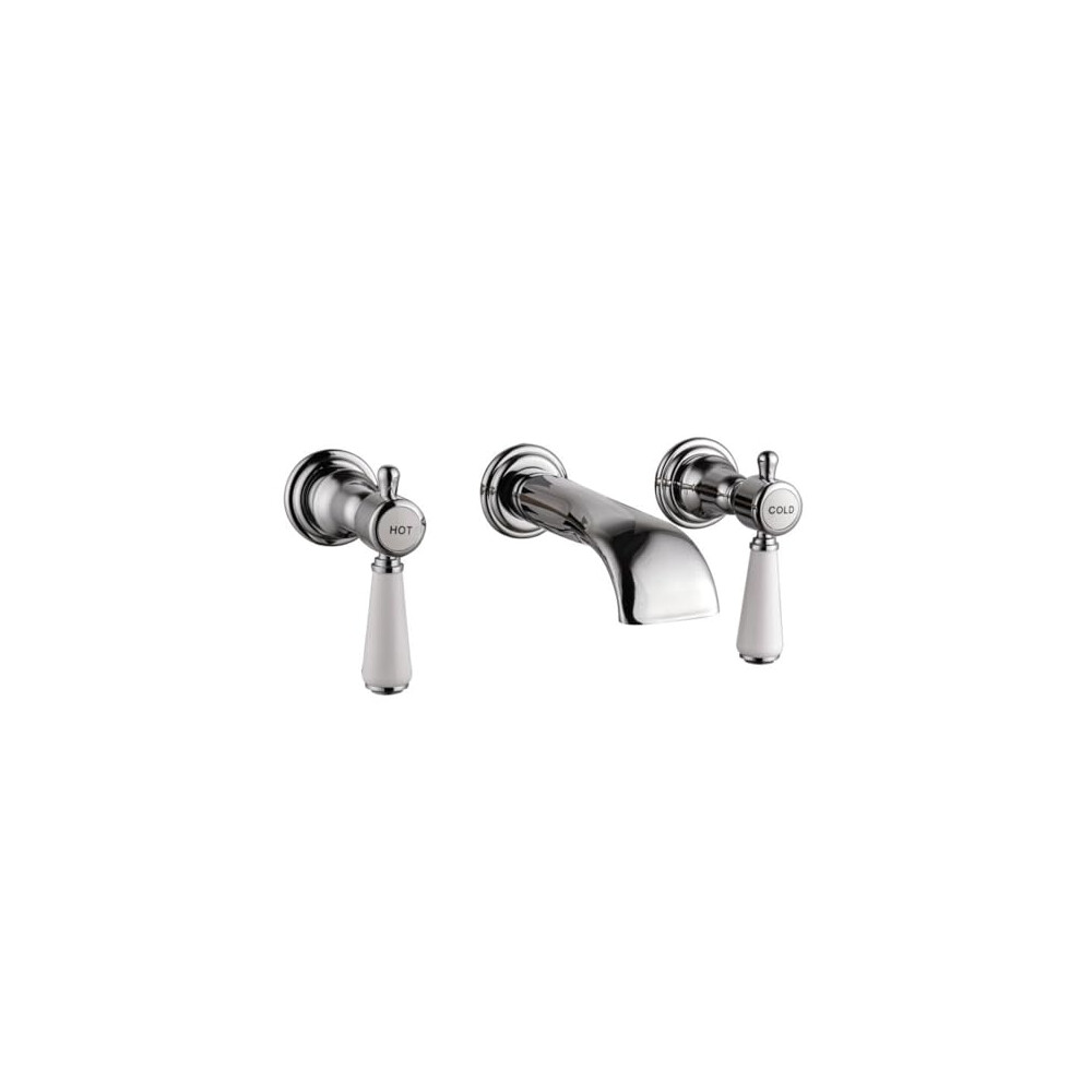 Helston Wall Mounted Chrome Basin Mixer Tap 5056096095043