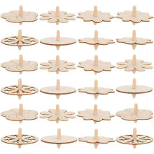 24Pcs Portable Gyro Toy Funny Kids Gyro DIY Wooden Gyro Unfinished Wood Gyro Painting Gyro