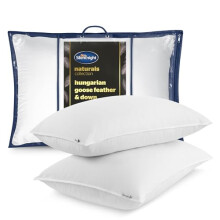 Silentnight Hungarian Goose Down Pillows 2 Pack - Hotel Quality Luxury Goose Feather and Down Pillows with Pure Cotton Cover Ideal for Front and Back