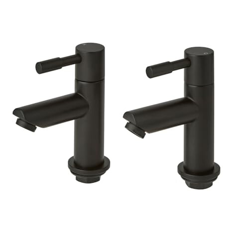 Milano Milano Nero Bathroom Basin Pillar Taps - Black