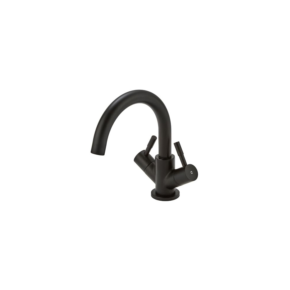 Milano Nero Mono Bathroom Basin Mixer Tap Swivel Spout - Black