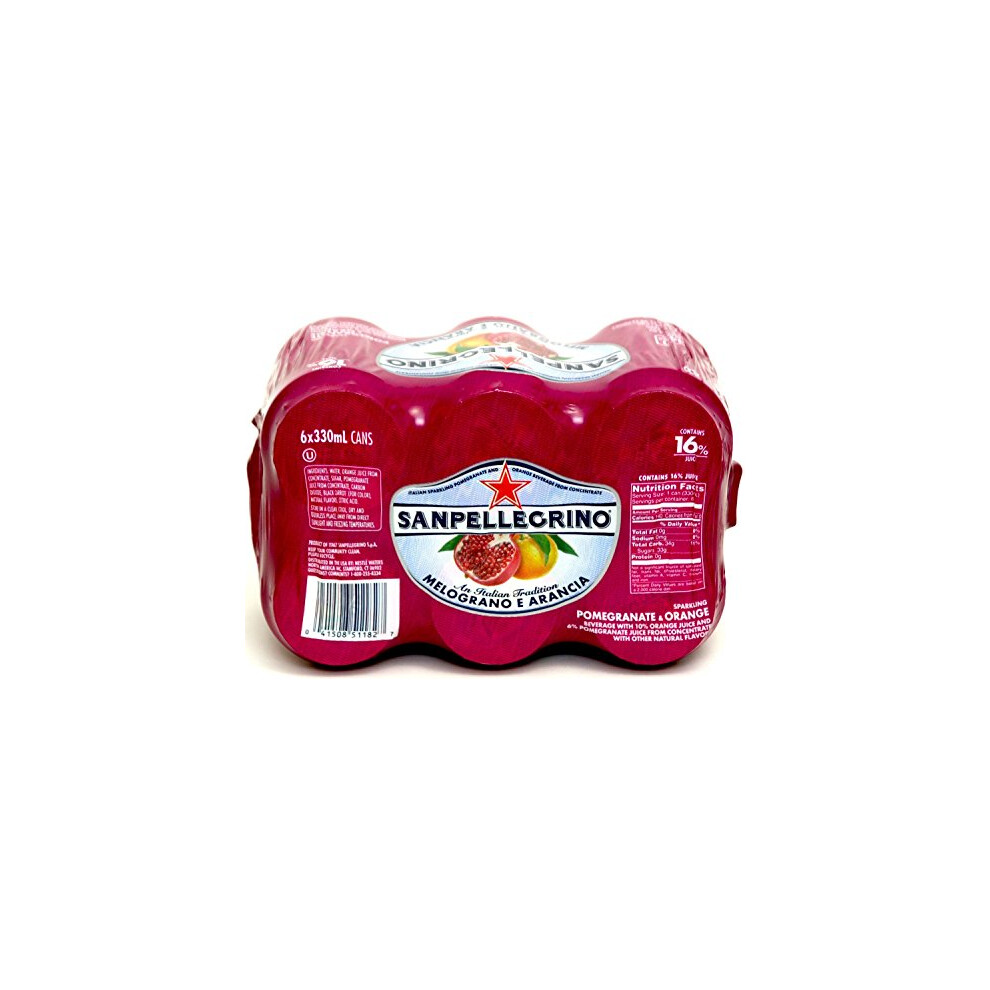 San Pellegrino Sanpellegrino Pomegranate & Orange Sparkling Fruit Drinks 24 Cans X 330Ml