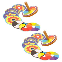 Wooden Gyroscope for Kids with Colorful Cardboard for DIY Use 2Sets