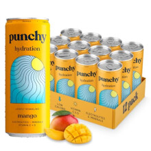 Punchy Drinks - Mango - Everyday Hydration, Lightly Sparkling, Essential Electrolytes, Minerals, Vitamins, Real Fruit, Supports Immunity, Caffeine