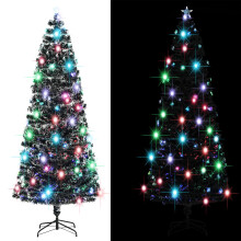vidaXL Pre-lit Christmas Tree Christmas Decoration Green and White Fibre Optic