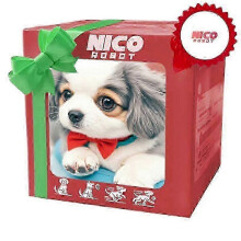 (White and Grey) Nico Robot Dog, My Realistic Robot Puppy Doll, Interactive Plush Toy That Acts Like a Real Puppy