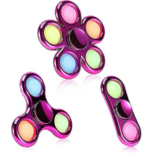 3 Pack Pop Fidget Spinner, Push Pop Bubble Fidget Spinner, Simple Sensory Metal-looking Plastic Hand Spinner - Stress Reduction And Anxiety Relief For