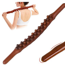 Holzmassagerolle 58 cm, Massagestab mit 31 Perlen und Gua-Sha-Werkzeug zur Entspannung von Nacken und Muskulatur
