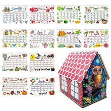 (E) DIY Art Painting Multifunctional Storage Flip2025 Calendar,with Cabin Decoration Premium User-friendly