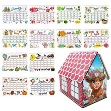 (D) DIY Art Painting Multifunctional Storage Flip2025 Calendar,with Cabin Decoration Premium User-friendly