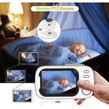 Babyphone mit Kamera, 3,5-Zoll-Digital-Funk-TFT-LCD-Videomonitor, tragbarer Babykamera-Monitor, Weiß