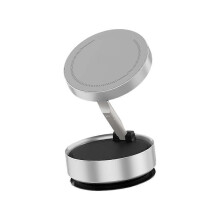 (one, Silvery) Aluminum Alloy Vacuum Adsorption Car Phone Universal Magnetic 360 Folding Bracket Universal Phone Android Base