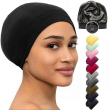(Black) Bonnet Silk Bonnet for Sleeping Satin Bonnet Hair Bonnets for Black Women Silk Sleep Cap for Hair Protection