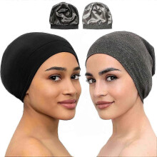 (Black and Dark Gray) Bonnet Silk Bonnet for Sleeping Satin Bonnet Hair Bonnets for Black Women Silk Sleep Cap for Hair Protection