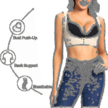 (beige) Humpback Posture Corrector Women Bra Support Chest Brace Up Shapewear Body Shaper For Hunchback