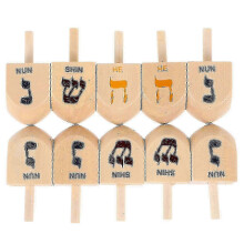 2025 Bestseller 10pcs Hanukkah Wooden Dreidel Set Classic Spinning Tops for Kids Hanukkah Wood Dreidel Hanukkah Party Supplies and Decorations
