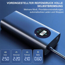 Draadloze auto-luchtcompressor met digitaal display, slimme drukregeling, luchtpomp met digitale manometer en automatische stopfunctie.