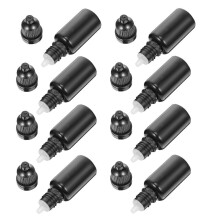 TravelFriendly Black PP Essential Oil Bottles with LeakProof Design and Easy Open Lid 10ml