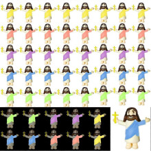 50 Pcs Luminous Mini Jesus Figures, Premium Glow in The Dark Little Jesus Figurine for Religious Hide and Seek, Tiny Christ Holding Cross Statue for