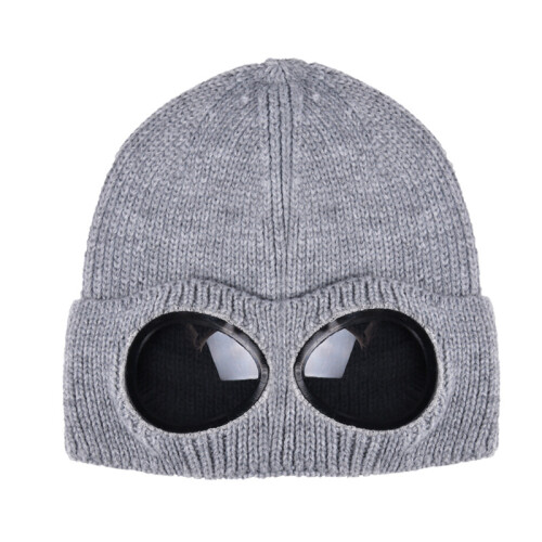 Gestrickte Mütze mit Schutzbrille Grey