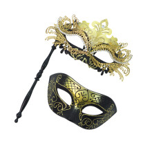 Demi-masques réglables avec artisanat en fer et strass-Or