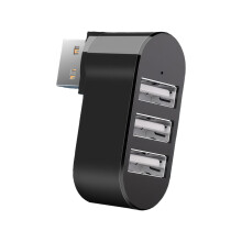 USB 2,0 Kleine Splitter Box 3 Port Drehbare USB-Schwarz