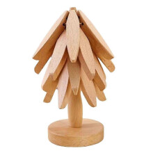 2026 Hot!! Tree Shape Design Stand Wooden Tripod Decoration Anti-scalding Heat Resistant Table Mat Coaster Wooden Placemat Pot