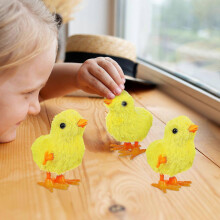 12 Pcs Wind Up Chick Toys Wind-Up Jumping Cute Small Chicks Plush Chicken Walking Toy Plush Chicks for Kids Goodie Bags Party Favors