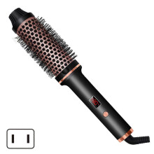 (US plug, Black) Thermal Hair Brush Curling Straightening Hot Brush for Hair Styling Accessories
