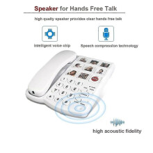 (UK, White) Uk B) Fixed Landline For The Elderly Home Telephone Office Battery-Free Phone Cordless Phone