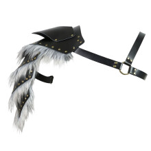 Single Pauldron Shoulder Armour Leather Medieval Vikinges-Black