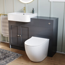 Nes Home Dark Grey 1100mm Traditional Vanity Basin WC Unit & BTW Curve Toilet