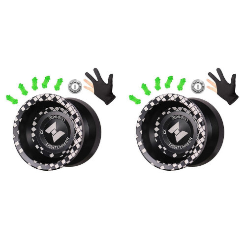 2X Unresponsive LIGHT CHASER X3 Competitive Yo-Yo,Alloy Yoyo for Beginners,and Practise Tricks with Glove and Strings