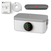 Sähköinen lounasrasia, 16000 mAh ladattava, 1000 ml tilavuus, LED-näyttö, valkoinen, sopii matkoille ja töihin