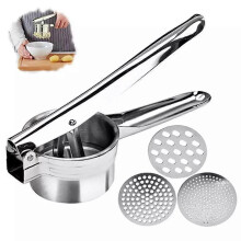 Crazyview Steel Potato Ricer Potato Ricer with 3 Interchangeable Discs Food for Mashed C3B2 Potatoes Gnocchi Accessories