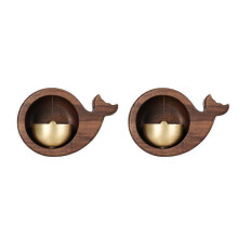 (2PCS, fish) Shopkeepers Bell for DOOR Opening, Magnetically-Attached Wood Doorbell Chime and Barn Blac For Business,Fridge Sticker