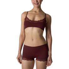 Women's French Lace Bralette and Boyshort Panties-Angora red S