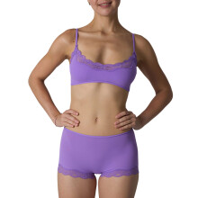 French Elegant Lace Trim Underwear Set No Underwire-Purple L