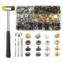 120 Sets Metal Snap Buttons, 15mm PU Leather Snap Fasteners Kit with 5 Pieces Fixing Tools, 6 Colors Snaps
