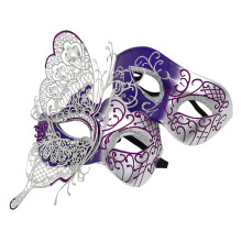 2Pcs Butterfly Face Coverings With Rhinestones Detail-Purple