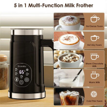 BioloMix Upgraded 5-in-1 LED Touch Screen Milk Frother for Lattes&Coffee,Hot and Cold Foam Maker,Soft Foam Warmer for Coffee EU